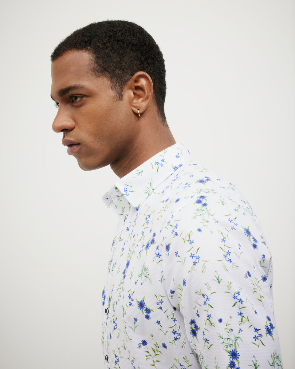 Textured Floral Long Sleeve Shirt, White Multi, hi-res